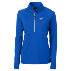 Los Angeles Dodgers Cutter & Buck Women's DryTec Adapt Eco Knit Stretch Recycled Raglan Half-Zip Top - Royal - MLB Discount