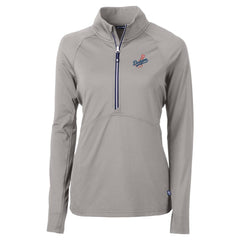 Los Angeles Dodgers Cutter & Buck Women's DryTec Adapt Eco Knit Stretch Recycled Raglan Half-Zip Top - Gray - MLB Online