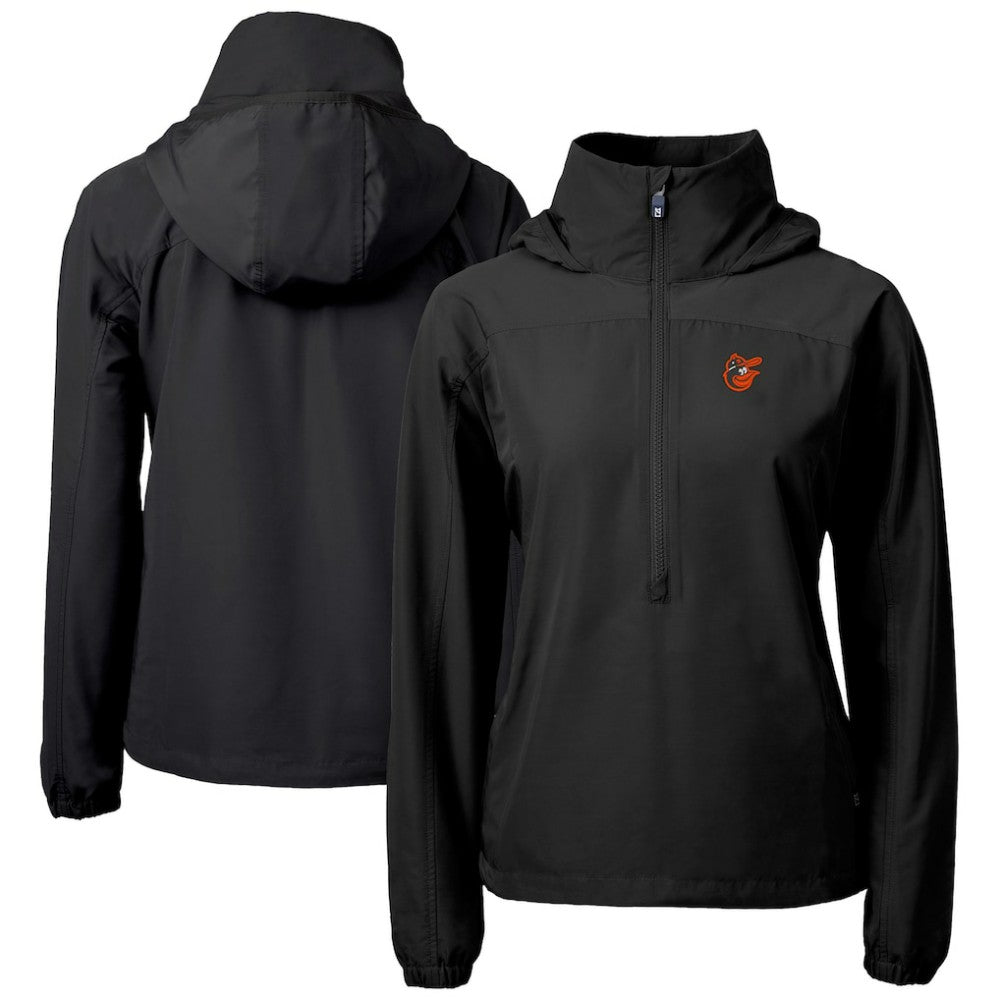 Baltimore Orioles Cutter & Buck Women's Charter Eco Recycled Half-Zip Anorak Jacket - Black - MLB Lifestyle
