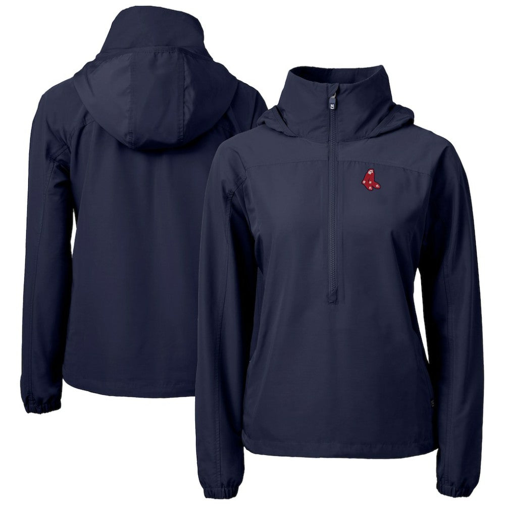 Boston Red Sox Cutter & Buck Women's Charter Eco Recycled Half-Zip Anorak Jacket - Navy - MLB Discount