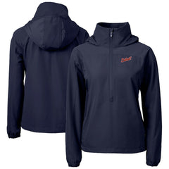 Detroit Tigers Cutter & Buck Women's Charter Eco Recycled Half-Zip Anorak Jacket - Navy - MLB on Sale