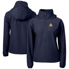Seattle Mariners Cutter & Buck Women's Charter Eco Recycled Half-Zip Anorak Jacket - Navy - MLB on Sale