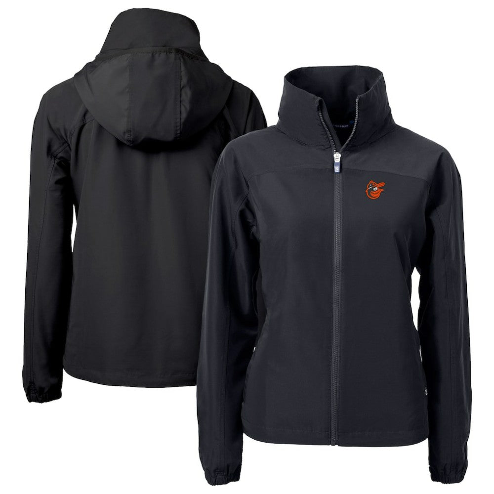Baltimore Orioles Cutter & Buck Women's Charter Eco Recycled Full-Zip Jacket - Black - MLB Lifestyle