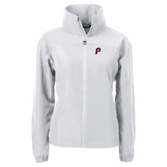 Philadelphia Phillies Cutter & Buck Women's Cooperstown Collection Charter Eco Recycled Full-Zip Jacket - Gray - MLB Sale