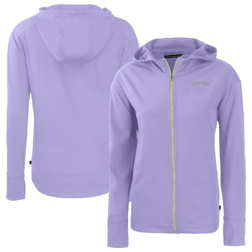 Colorado Rockies Cutter & Buck Women's Daybreak Eco Recycled Full-Zip Hoodie Jacket - Purple - MLB Lifestyle