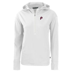 Philadelphia Phillies Cutter & Buck Women's Daybreak Eco Recycled Half-Zip Hoodie - White - MLB Lifestyle