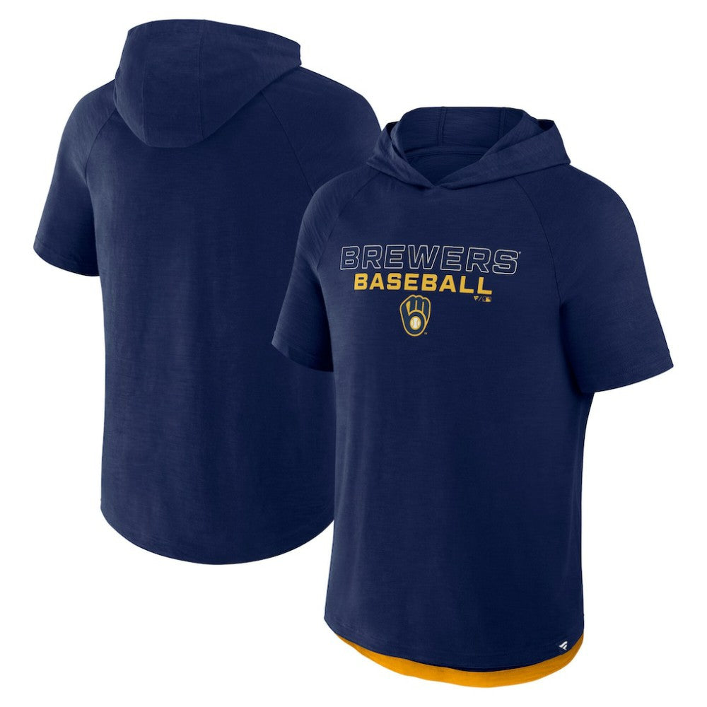 Milwaukee Brewers Fanatics Clubhouse Optimal Play Raglan Hoodie T-Shirt - Navy - Fanatics Sale