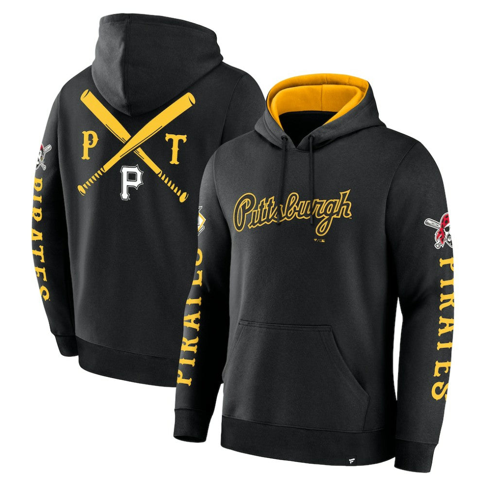 Pittsburgh Pirates Fanatics Big City Legacy Fleece Pullover Hoodie - Black - Fanatics Discount