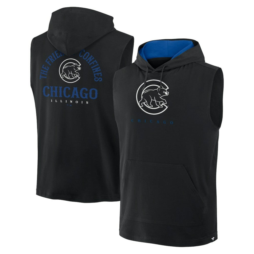 Chicago Cubs Fanatics Fire Speed Sleeveless Pullover Hoodie - Black - Fanatics Lifestyle