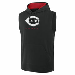 Cincinnati Reds Fanatics Fire Speed Sleeveless Pullover Hoodie - Black - Fanatics Lifestyle