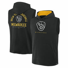 Milwaukee Brewers Fanatics Fire Speed Sleeveless Pullover Hoodie - Black - Fanatics on Sale