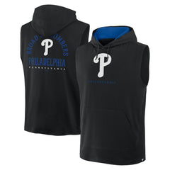 Philadelphia Phillies Fanatics Fire Speed Sleeveless Pullover Hoodie - Black - Fanatics Sale