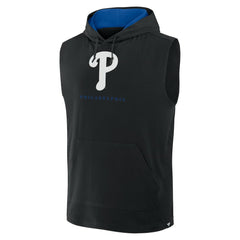 Philadelphia Phillies Fanatics Fire Speed Sleeveless Pullover Hoodie - Black - Fanatics Sale