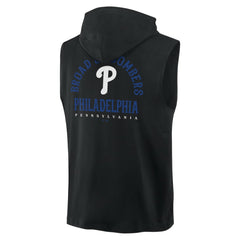 Philadelphia Phillies Fanatics Fire Speed Sleeveless Pullover Hoodie - Black - Fanatics Sale