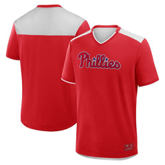 Philadelphia Phillies Fanatics Walk Off V-Neck T-Shirt - Red - Fanatics Lifestyle