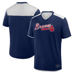 Atlanta Braves Fanatics Walk Off V-Neck T-Shirt - Navy - Fanatics Discount