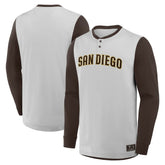 San Diego Padres Fanatics Clubhouse Long Sleeve Henley Shirt - Gray/Brown - Fanatics Discount