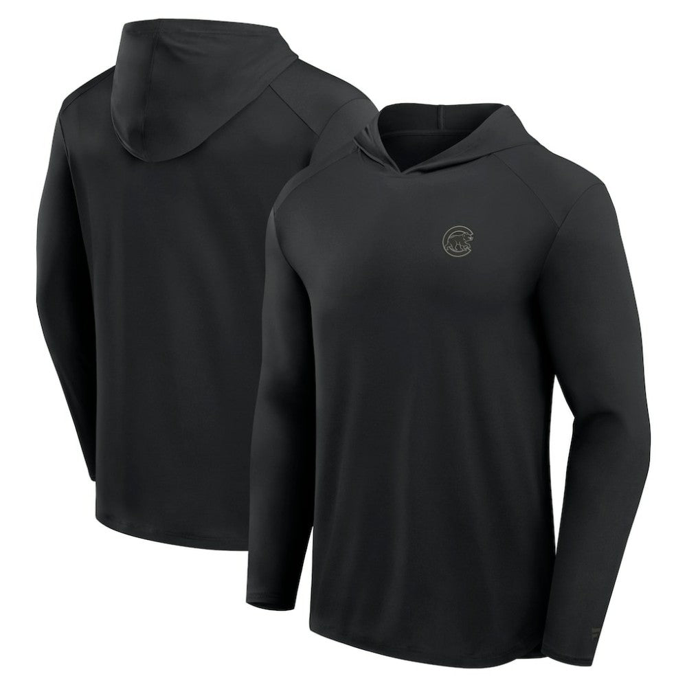 Chicago Cubs Fanatics Front Office Power Mono Long Sleeve Hoodie T-Shirt - Black - Fanatics Discount
