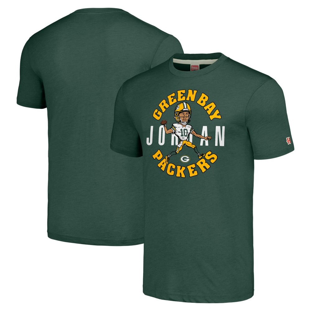 Jordan Love Green Bay Packers Homage Unisex Caricature Player Tri-Blend T-Shirt Green