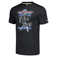 Bo Jackson Las Vegas Raiders Homage Unisex NFL Blitz Retired Player Tri-Blend T-Shirt Heathered Charcoal