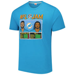 Tua Tagovailoa & Tyreek Hill Miami Dolphins Homage Unisex NFL Jam Tri-Blend T-Shirt Aqua