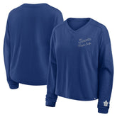 Toronto Maple Leafs Fanatics Women's Oversized All Out Effort Long Sleeve Henley T-Shirt - Blue - NHL 201742845