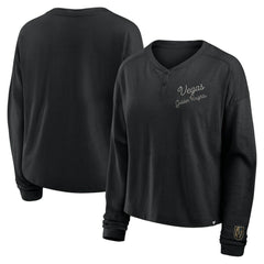Vegas Golden Knights Fanatics Women's Oversized All Out Effort Long Sleeve Henley T-Shirt - Black - NHL 201742854