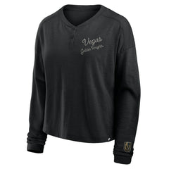 Vegas Golden Knights Fanatics Women's Oversized All Out Effort Long Sleeve Henley T-Shirt - Black - NHL 201742854