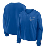 St. Louis Blues Fanatics Women's Oversized All Out Effort Long Sleeve Henley T-Shirt - Blue - NHL 201742857