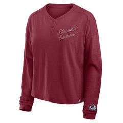 Colorado Avalanche Fanatics Women's Oversized All Out Effort Long Sleeve Henley T-Shirt - Burgundy - NHL 201742860