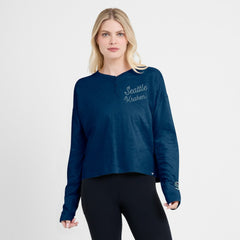 Seattle Kraken Fanatics Women's Oversized All Out Effort Long Sleeve Henley T-Shirt - Deep Sea Blue - NHL 201742868
