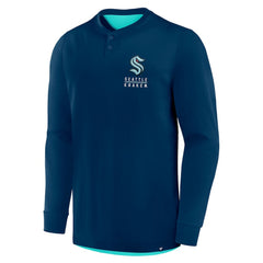 Seattle Kraken Fanatics Adrenaline Push Long Sleeve Henley Shirt - Deep Sea Blue - NHL 201742870