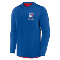 New York Rangers Fanatics Adrenaline Push Long Sleeve Henley Shirt - Blue - NHL 201742876
