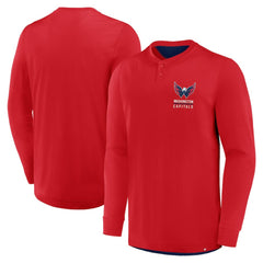 Washington Capitals Fanatics Adrenaline Push Long Sleeve Henley Shirt - Red - NHL 201742878