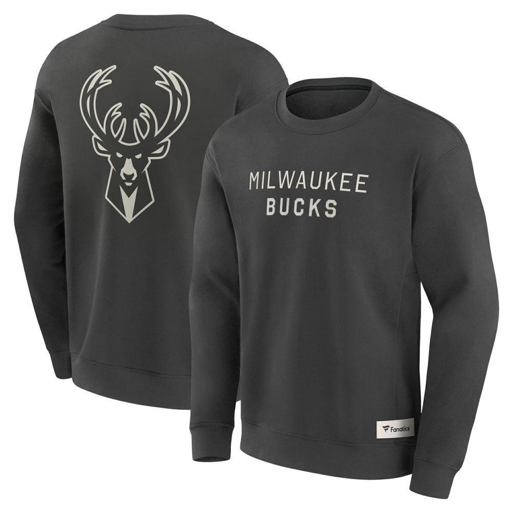 Milwaukee Bucks Elements Future Ground Lettering Pullover Sweatshirt Gray | Fanatics