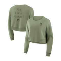 Boston Celtics Women's Studio Tri-Blend Cropped Pullover Sweatshirt Olive | Fanatics discount
