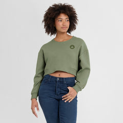 Boston Celtics Women's Studio Tri-Blend Cropped Pullover Sweatshirt Olive | Fanatics discount