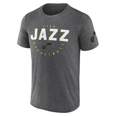 Utah Jazz Logo Athletic Block Practice Performance T-Shirt Heather Charcoal