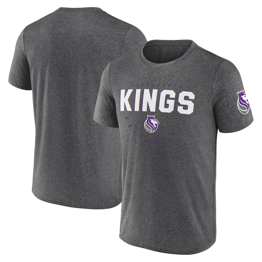 Sacramento Kings Logo Athletic Block Practice Performance T-Shirt Heather Charcoal