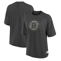 Boston Bruins Fanatics Women's Oversized Elements Raw Edge Future Ground T-Shirt - Charcoal - NHL 201752496