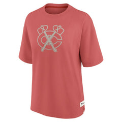 Chicago Blackhawks Fanatics Women's Oversized Elements Raw Edge Future Ground T-Shirt - Red - NHL 201752497