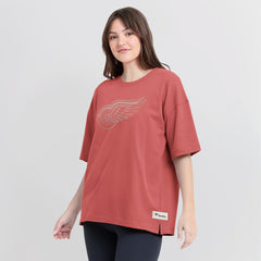 Detroit Red Wings Fanatics Women's Oversized Elements Raw Edge Future Ground T-Shirt - Red - NHL 201752499