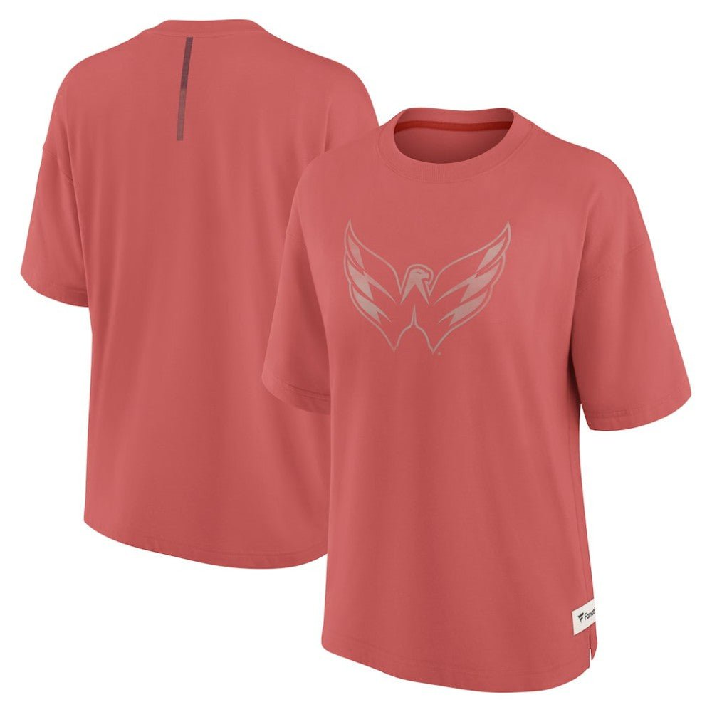 Washington Capitals Fanatics Women's Oversized Elements Raw Edge Future Ground T-Shirt - Red - NHL 201752500