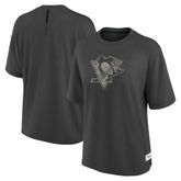 Pittsburgh Penguins Fanatics Women's Oversized Elements Raw Edge Future Ground T-Shirt - Charcoal - NHL 201752505