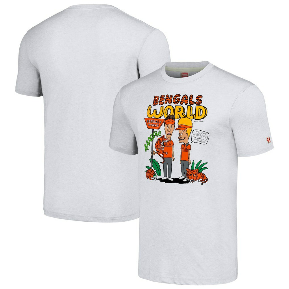 Cincinnati Bengals NFL x Homage x Beavis and Butt-Head Unisex Tri-Blend T-Shirt – Ash