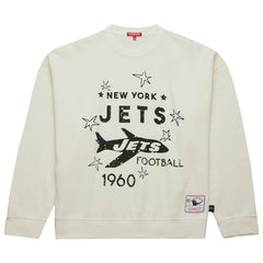 Mitchell & Ness New York Jets Women's Throwback Logo 3.0 Pullover Sweatshirt Cream