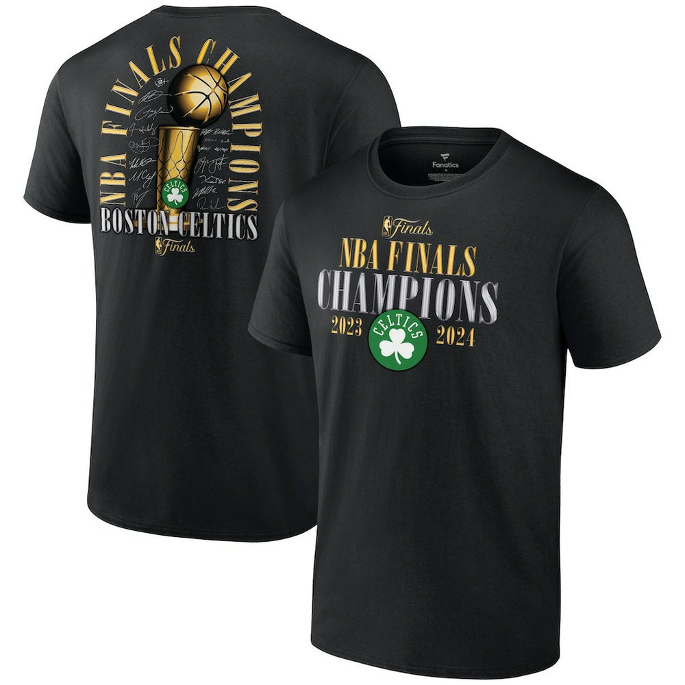 Boston Celtics 2024 NBA Finals Champions Big & Tall Fade Away Jumper Roster Signature T-Shirt Black | Fanatics outlet