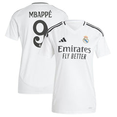 Kylian Mbappé Real Madrid Women's 2024/25 Home Replica Player Jersey White - Adidas