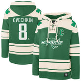 Alexander Ovechkin Washington Capitals '47 St. Patrick's Day Player Name & Number Lacer Pullover Hoodie - Kelly Green - NHL 201837444