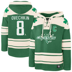 Alexander Ovechkin Washington Capitals '47 St. Patrick's Day Player Name & Number Lacer Pullover Hoodie - Kelly Green - NHL 201837444